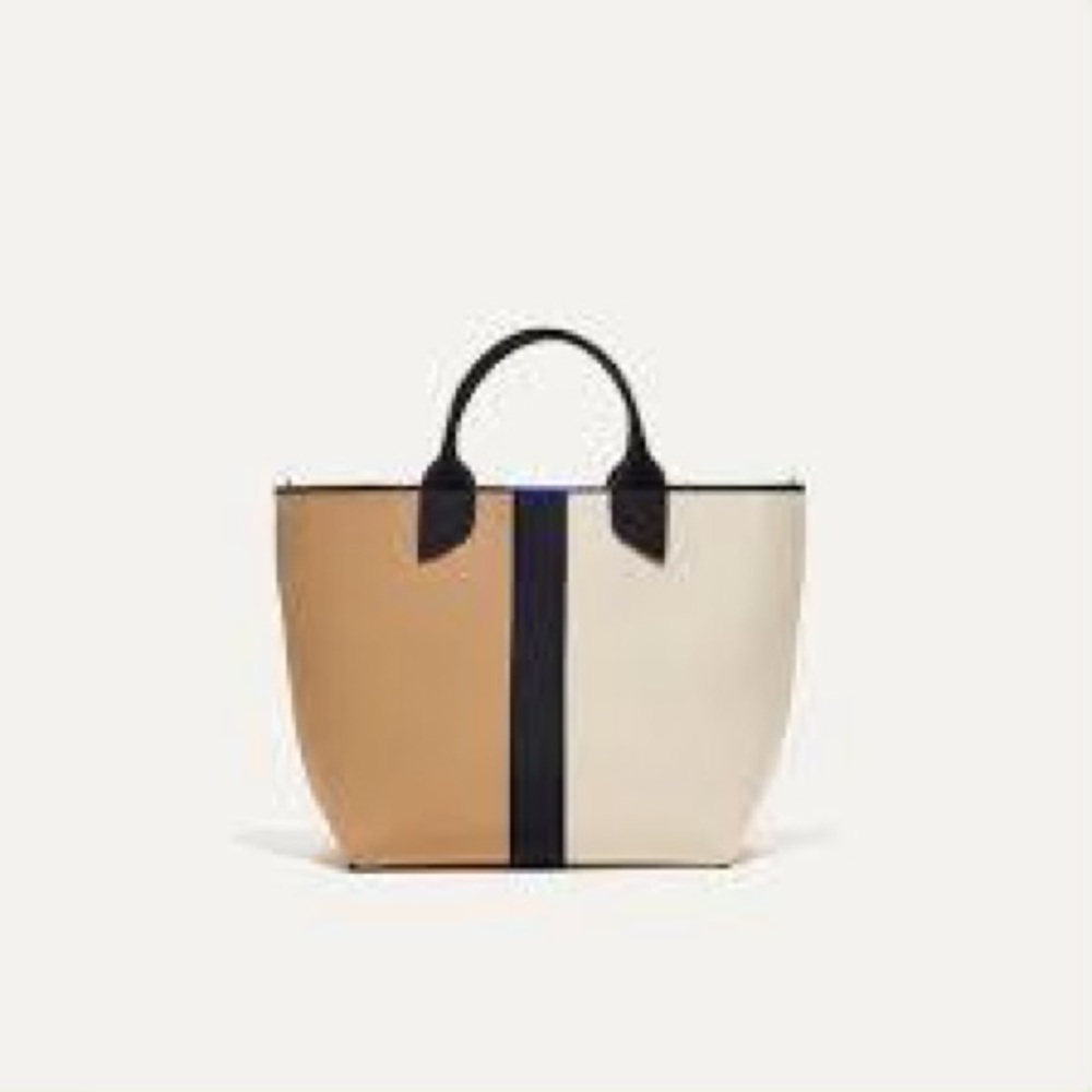 Rothy's Tan and Cream Tote with Black Accents